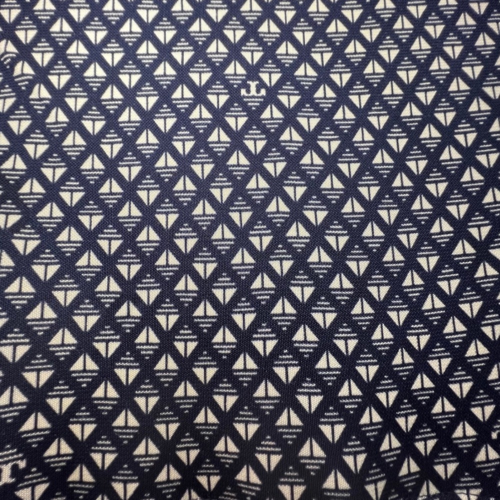 Tory Burch Navy Blue White Geometric Print V-Neck Belted Dress Womens Medium - Picture 9 of 10